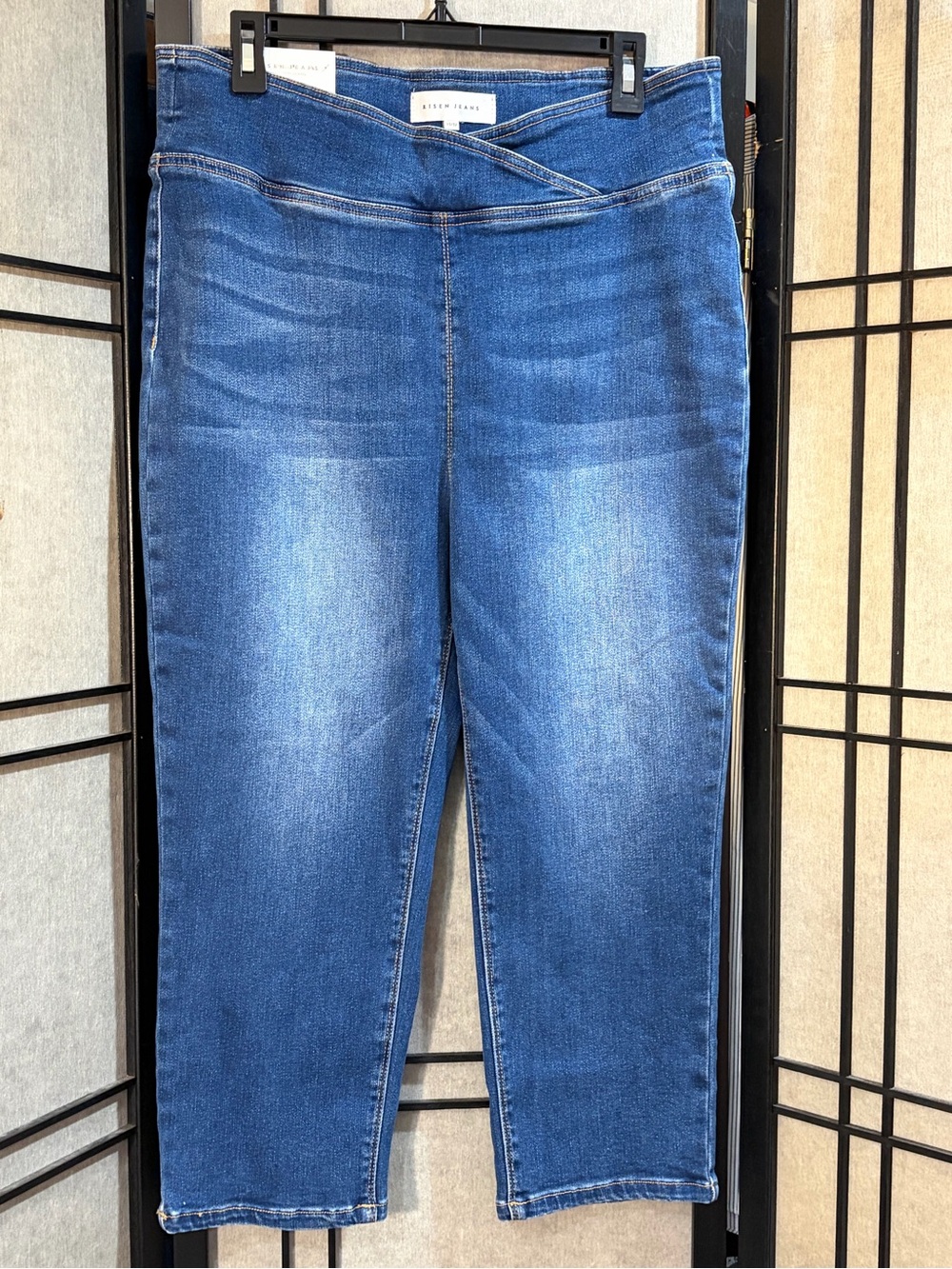 Risen Womens Sz 15 / 32 Straight Cropped High Rise Stretch Denim No Distress
